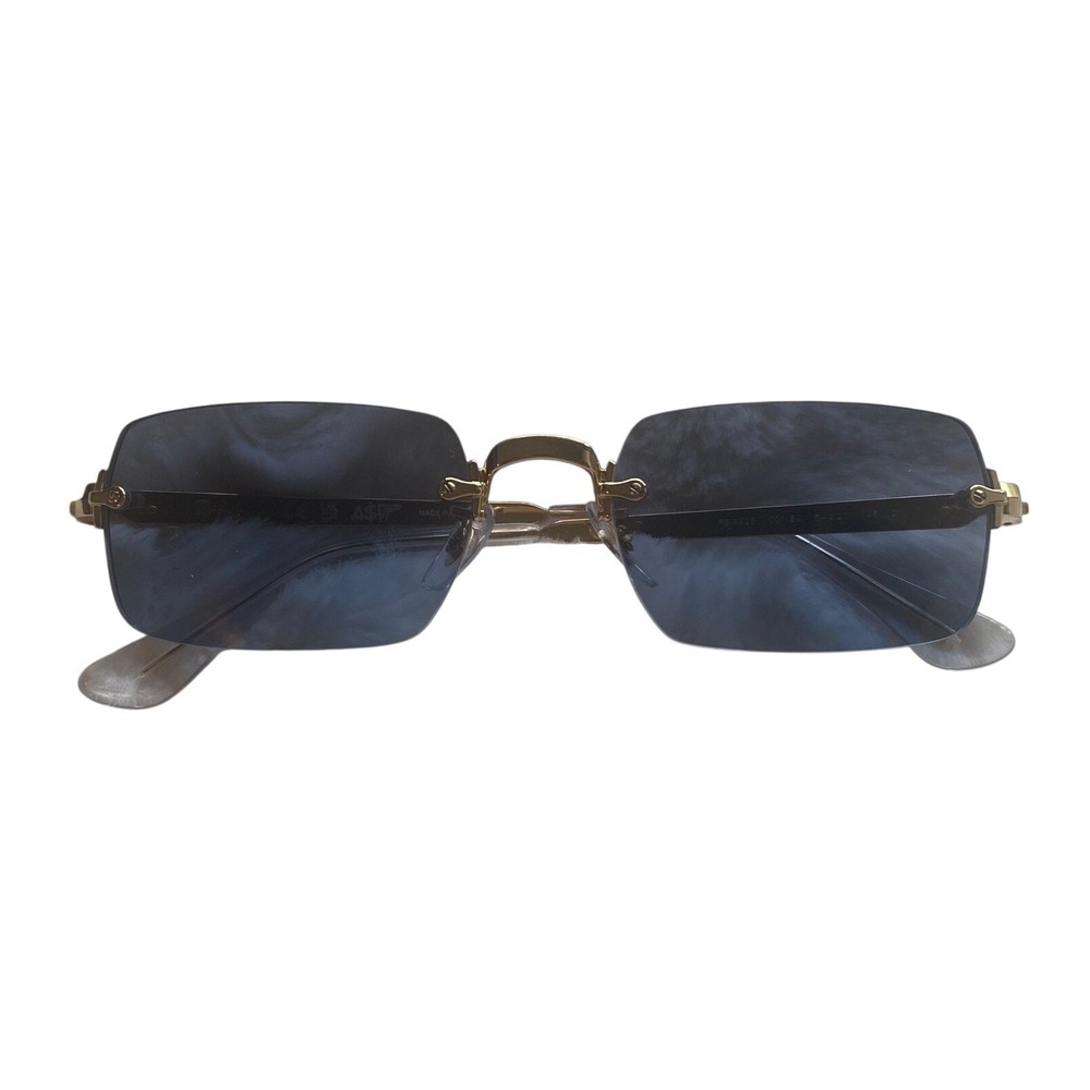 Ray-Ban x AWGE ASAP Rocky Sunglasses Unisex 54-20 Gold Blue Rimless RB 3928 Y2K